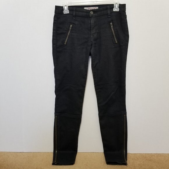 J Brand jeans 27 Agnes 962 Stealth coated sateen twill moto ankle